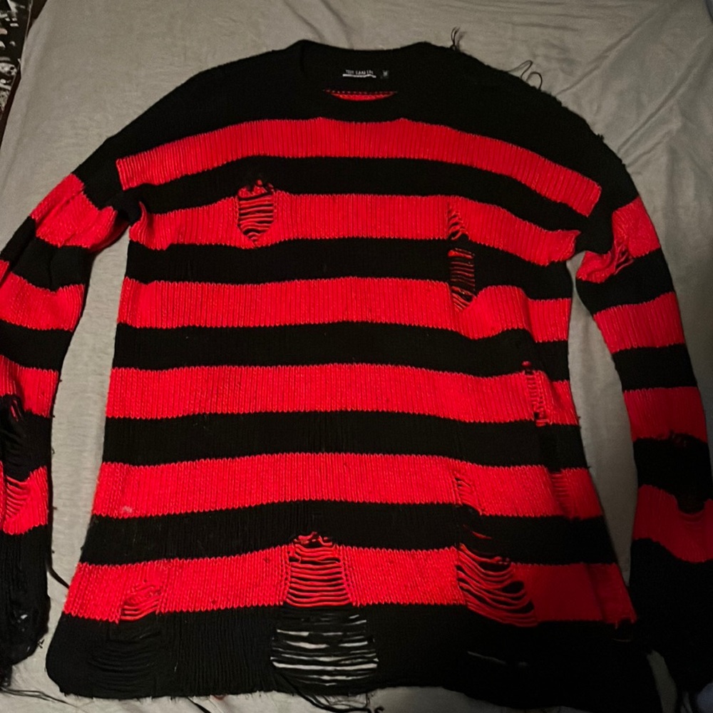 Black and red striped sister sweater
